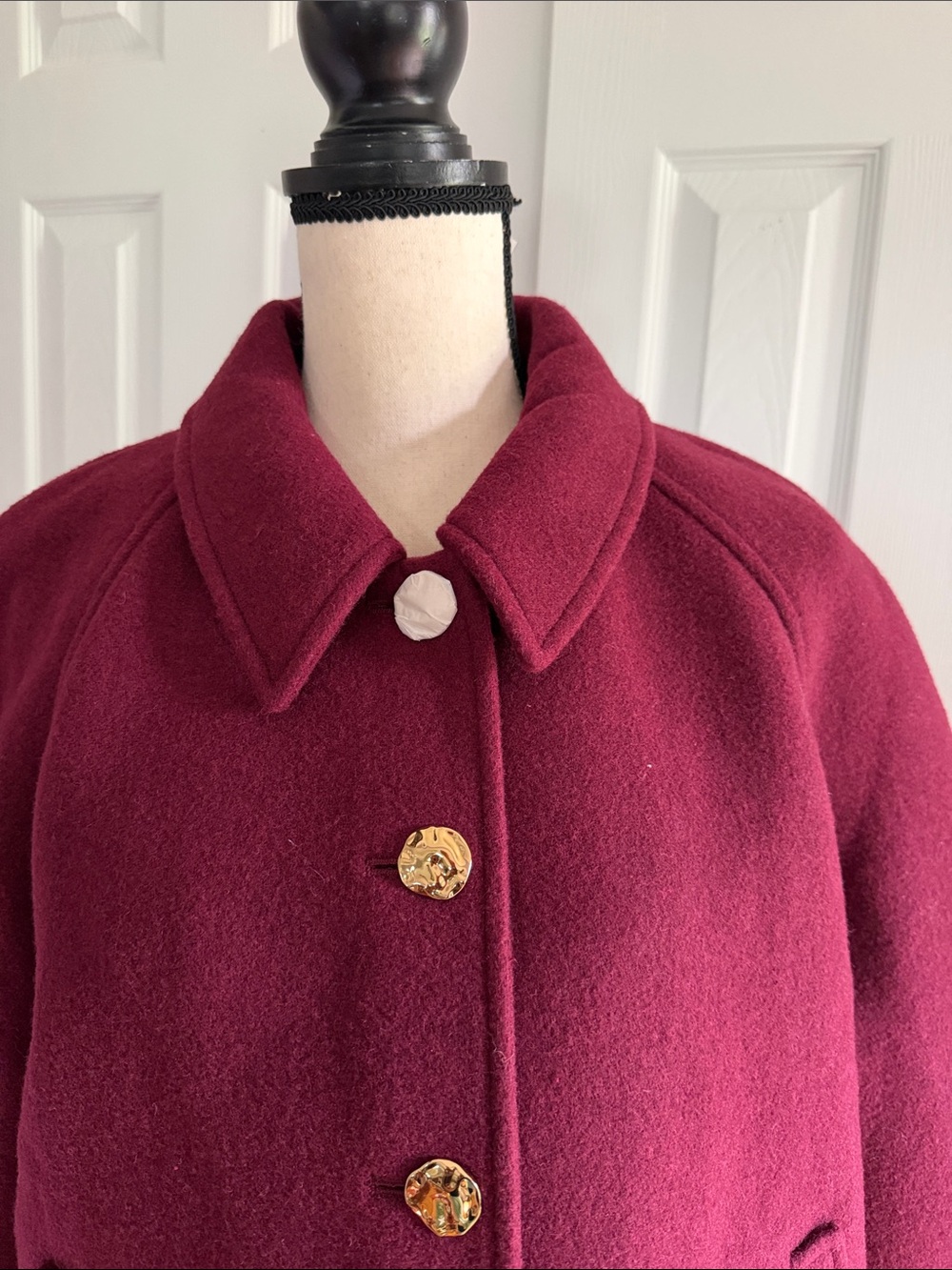 J. Crew Cropped Wool-Blend Swing Coat in Burgundy Size L - Picture 4 of 13